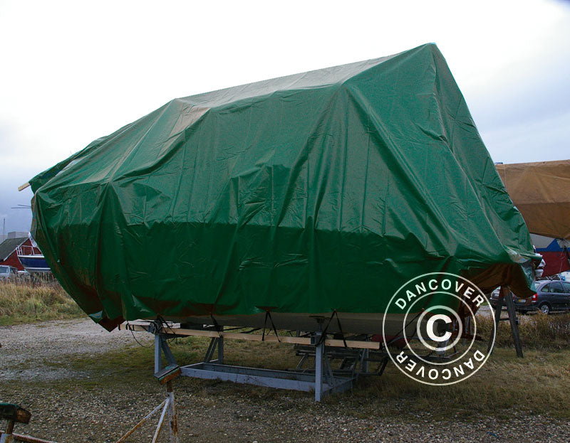Tarpaulin 6x12 m, PVC 600 g/m², Green, Flame retardant