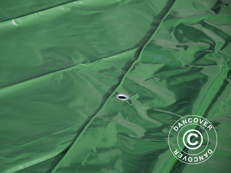 Tarpaulin 6x12 m, PVC 500 g/m², Green, Flame retardant