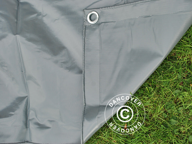 Tarpaulin 8x10 m, PVC 600 g/m², Grey, Flame retardant