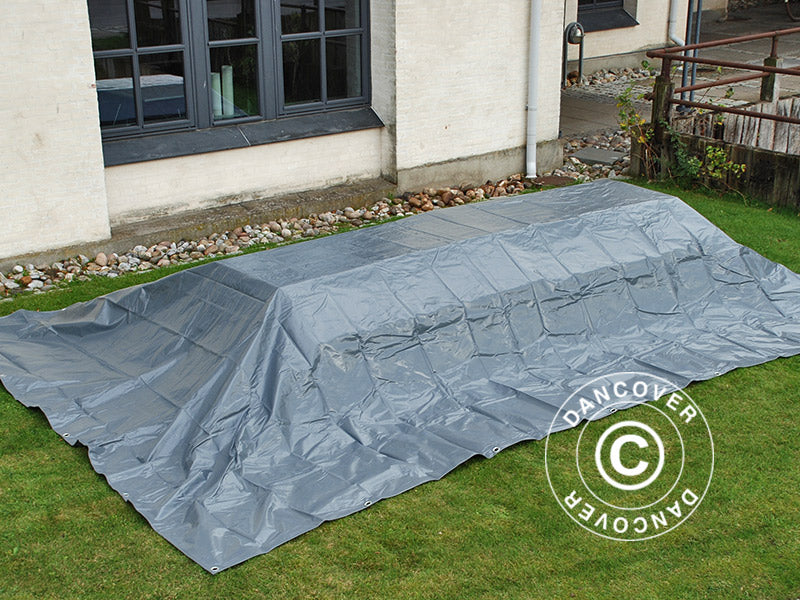 Tarpaulin 8x10 m, PVC 600 g/m², Grey, Flame retardant
