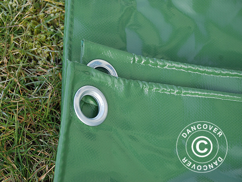 Tarpaulin 8x14 m, PVC 600 g/m², Green, Flame retardant