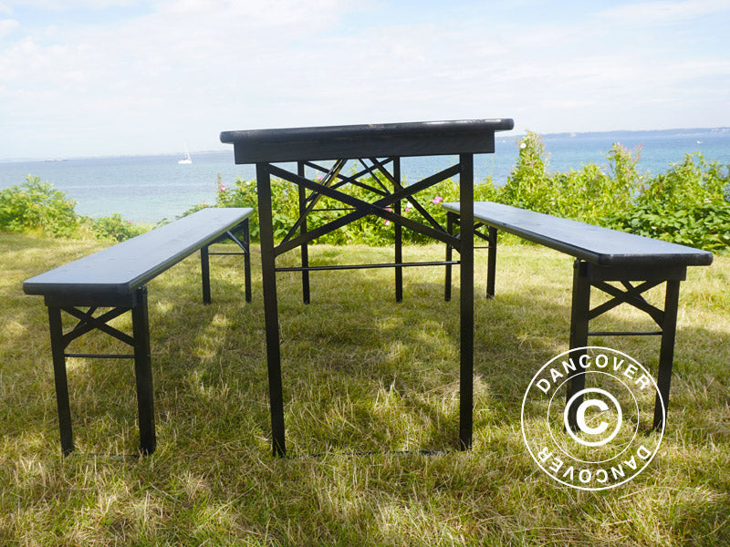 Beer Table Set PRO 200x60x78 cm, Black