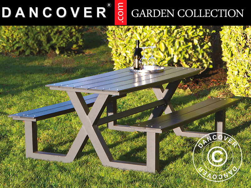 Picnic table, Nonwood, 1.51x1.76x0.72 m, Black/Anthracite