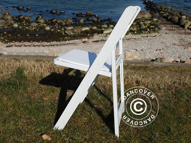 Padded Folding Chairs 44x46x77 cm, White, 24 pcs