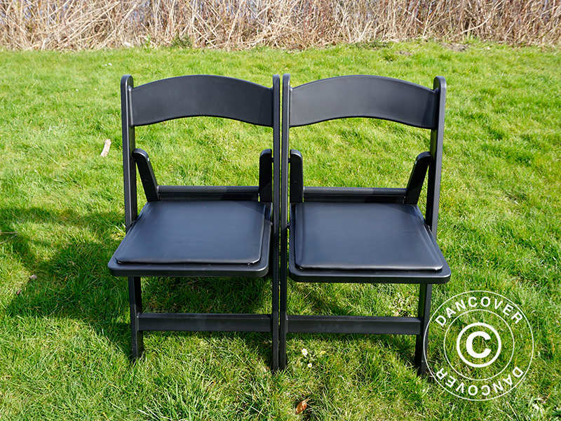 Padded Folding Chairs, Black, 44x46x77 cm, 24 pcs.