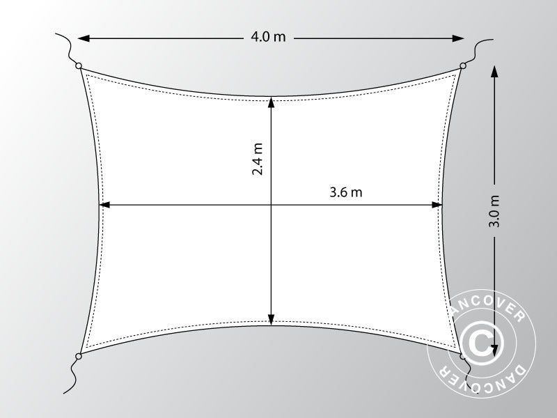 Sun sail 3x4 m, Rectangular, Anthracite