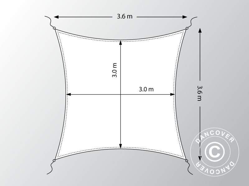 Sun sail 3.6x3.6 m, Square, Anthracite