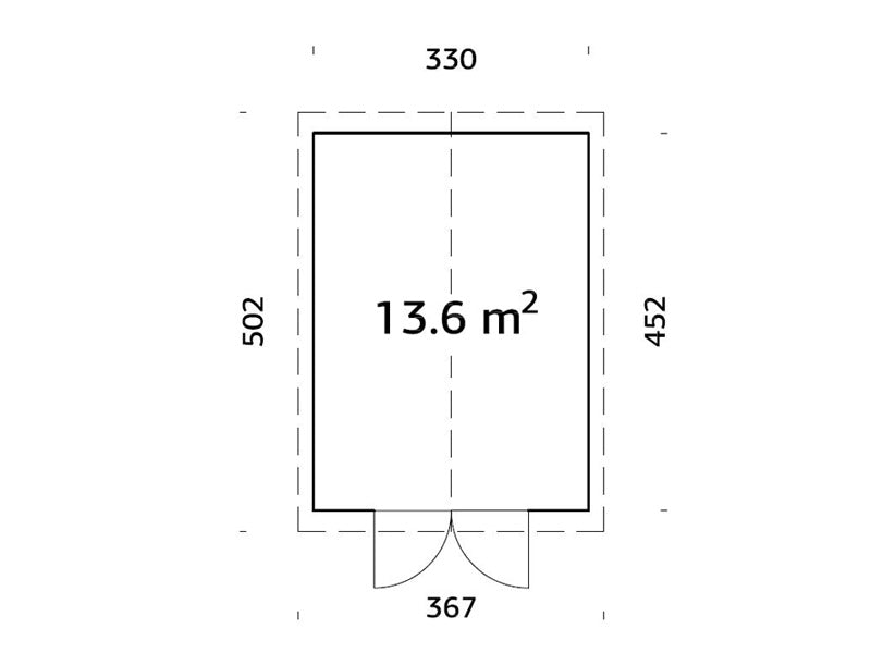 Wooden shed w/floor, 3.3x4.52x2.96 m, 13.6 m², Natural