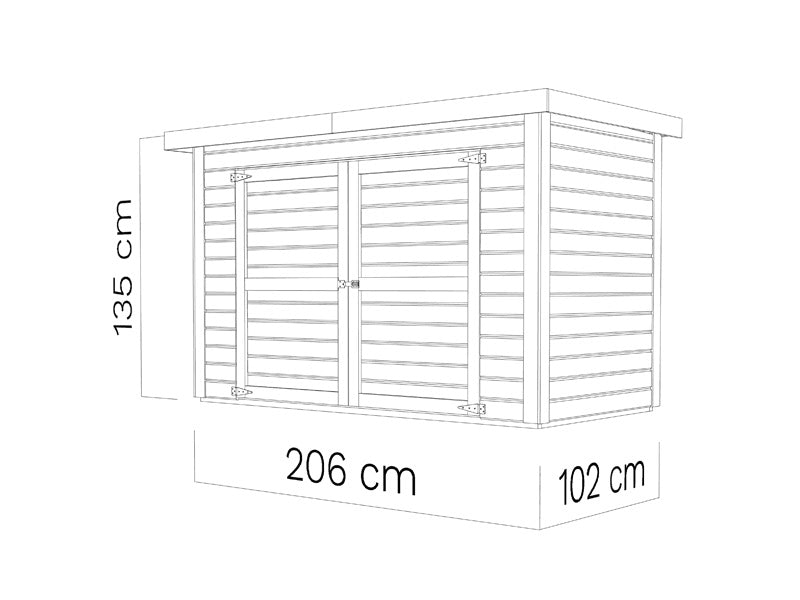 Wooden bike shed, Bertilo Wallstore Velo, 2.06x1.02x1.35 m, 2.1 m², Natural