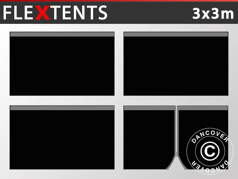 Sidewall kit for Pop up gazebo FleXtents 3x3 m, Black