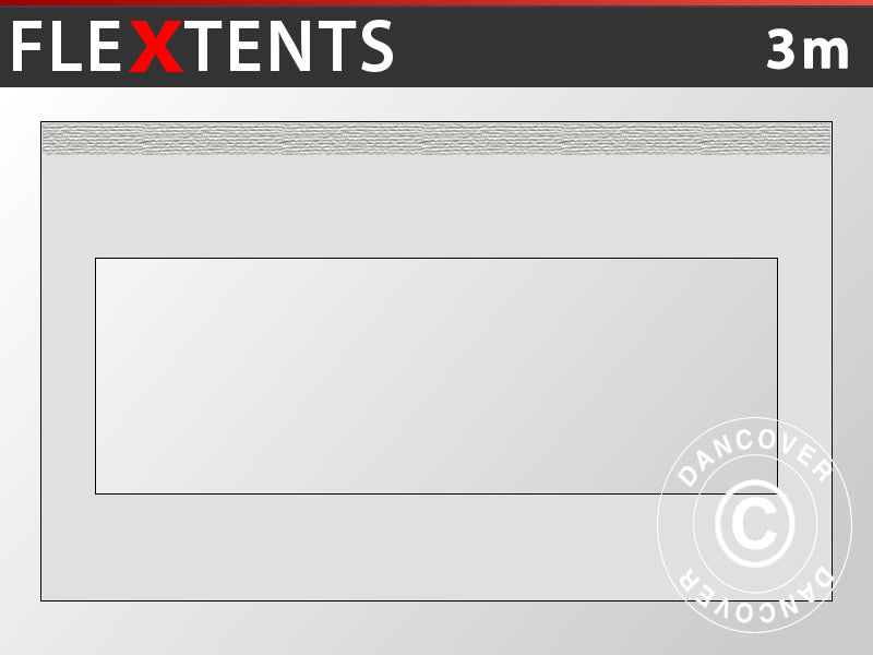 Sidewall w/panorama window for FleXtents, 3 m, Silver