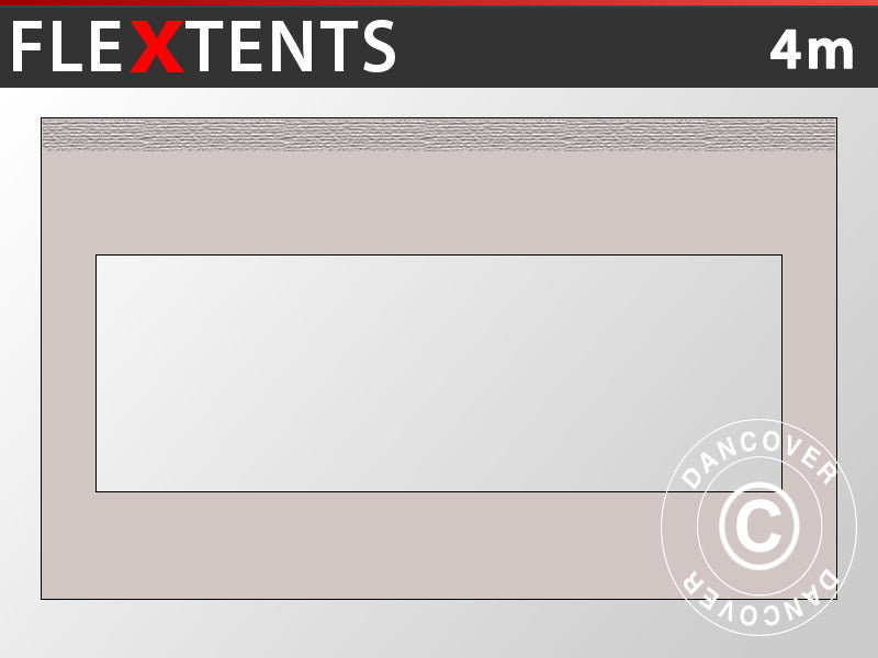 Sidewall w/panorama window for FleXtents, 4 m, Latte