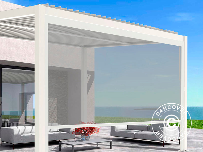 Sidewall screen f/bioclimatic pergola gazebo San Pablo, 3 m, White/Light grey