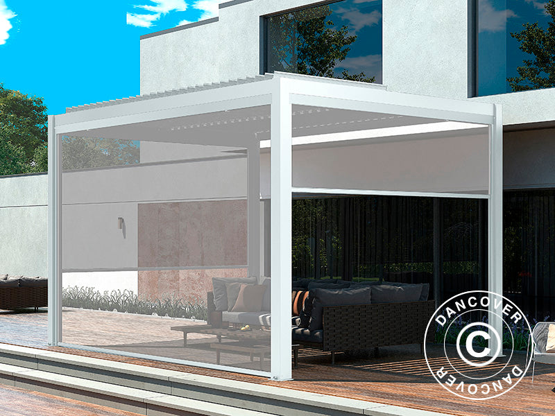 Electric sidewall screen for pergola gazebo San Pablo, 3 m, White/Light Grey