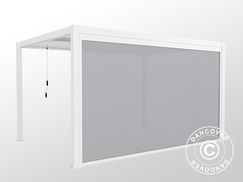 Electric sidewall screen for pergola gazebo San Pablo, 4 m, White/Light Grey