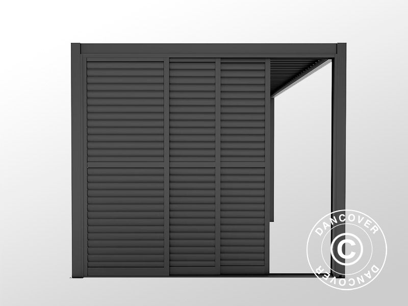 Louvre sliding door set f/pergola gazebo San Pablo 3 m, 0.92x2.18 m, Black