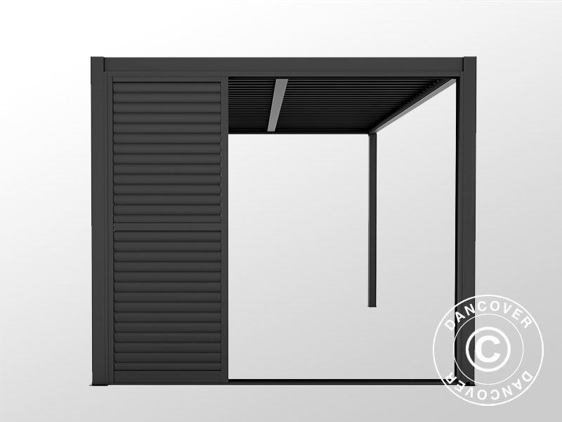 Louvre sliding door set f/pergola gazebo San Pablo 3 m, 0.92x2.18 m, Black