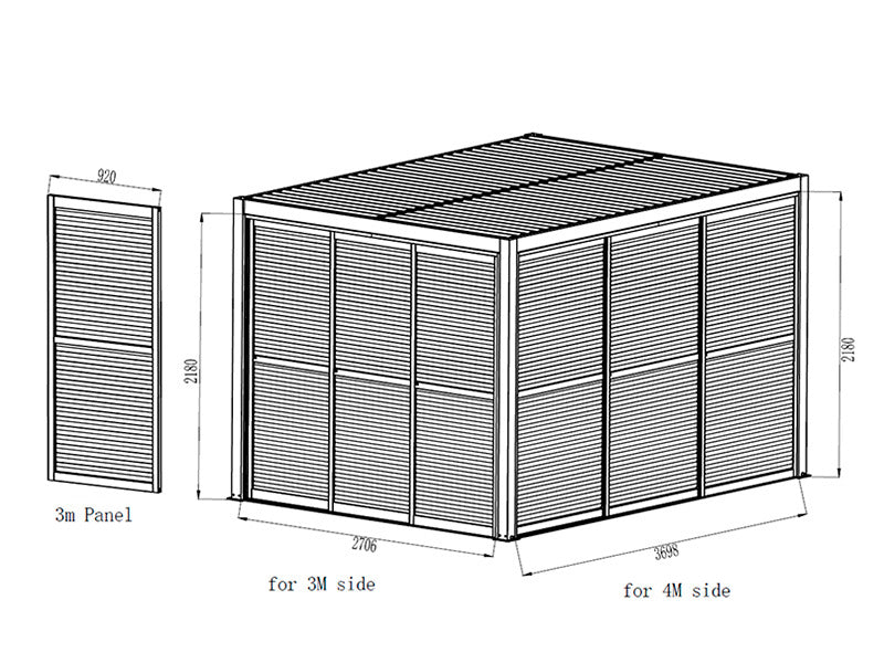Louvre sliding door set f/pergola gazebo San Pablo 3 m, 0.92x2.18 m, Black