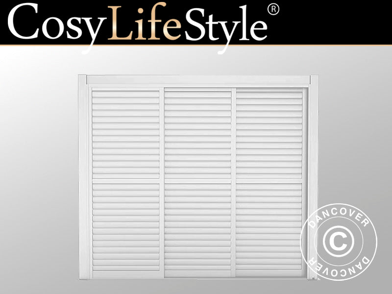 Louvre sliding door set f/pergola gazebo San Pablo 3 m, 0.92x2.18 m, White