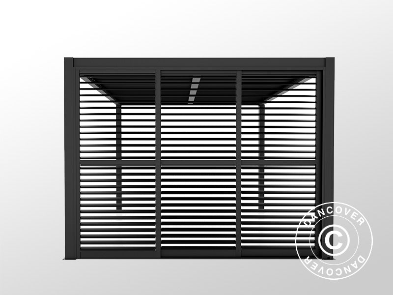 Louvre sliding door set f/pergola gazebo San Pablo 4 m, 1.25 x 2.18 m, Black