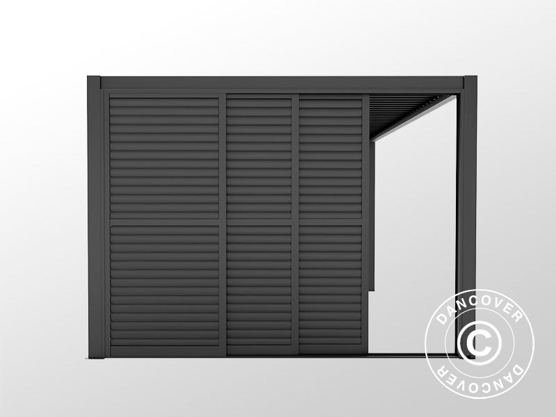 Louvre sliding door set f/pergola gazebo San Pablo 4 m, 1.25 x 2.18 m, Black