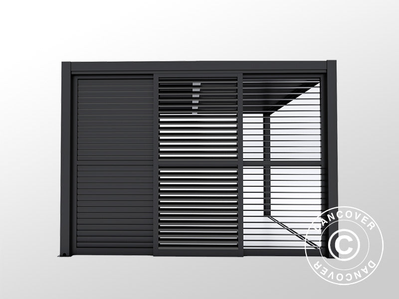 Louvre sliding door set f/pergola gazebo San Pablo 4 m, 1.25 x 2.18 m, Black