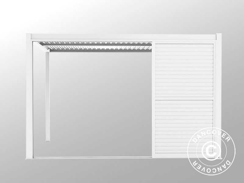 Louvre sliding door set f/pergola gazebo San Pablo 4 m, 1.25x2.18 m, White