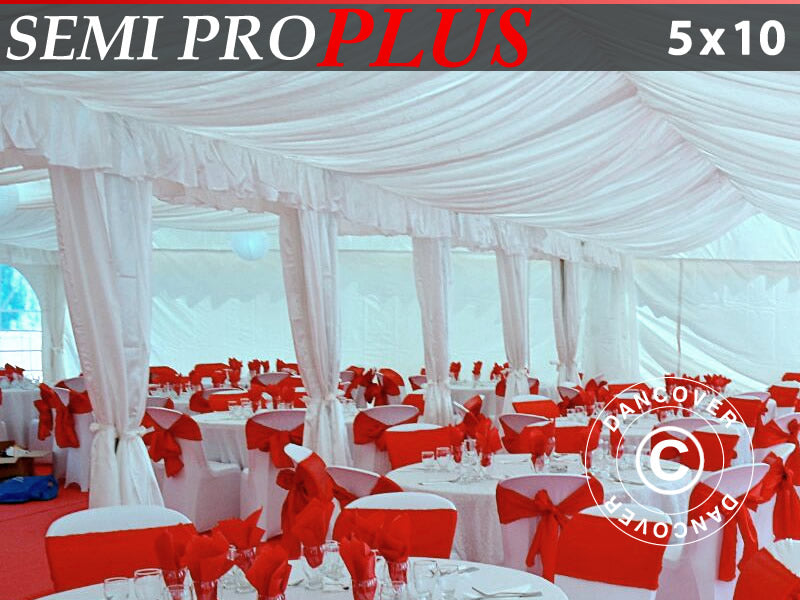 Marquee lining and leg curtain pack, White, for 5x10 m marquee SEMI PRO Plus