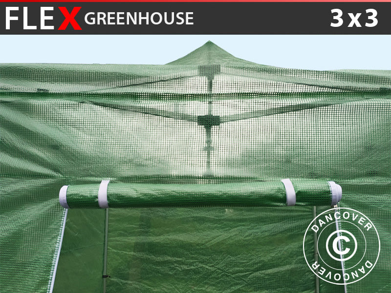Cover for FleX Greenhouse, 3x3 m, PE, Transparent/Green