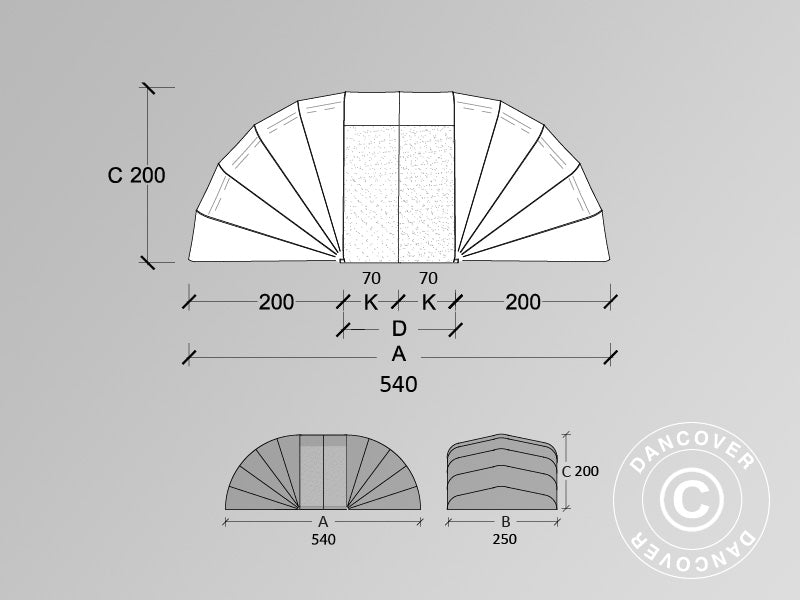 Folding garage (Car), 2.5x5.4x2 m, Grey