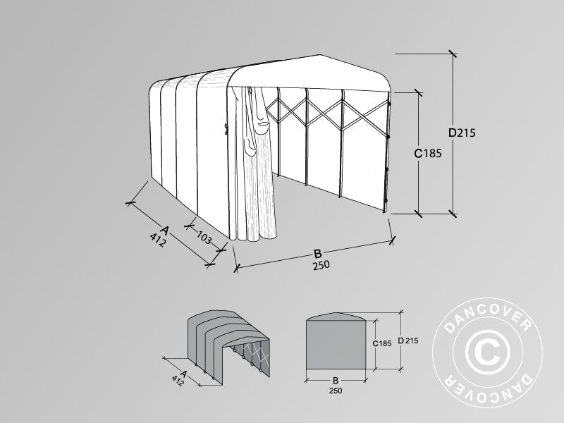 Folding tunnel garage (Car), ECO, 2.5x4.12x2.15m, Beige