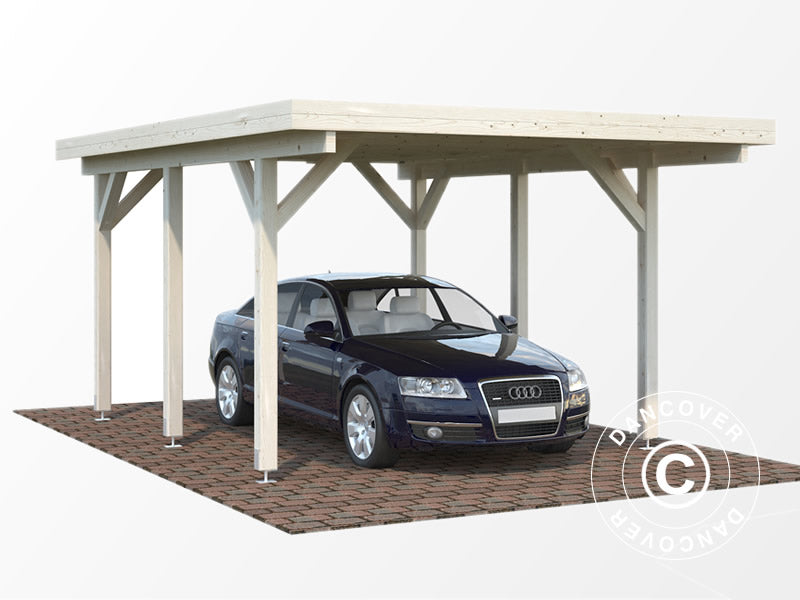 Wooden carport, 3.6x5.12x2.32 m, 11.7 m², Natural, COMPLETE SET