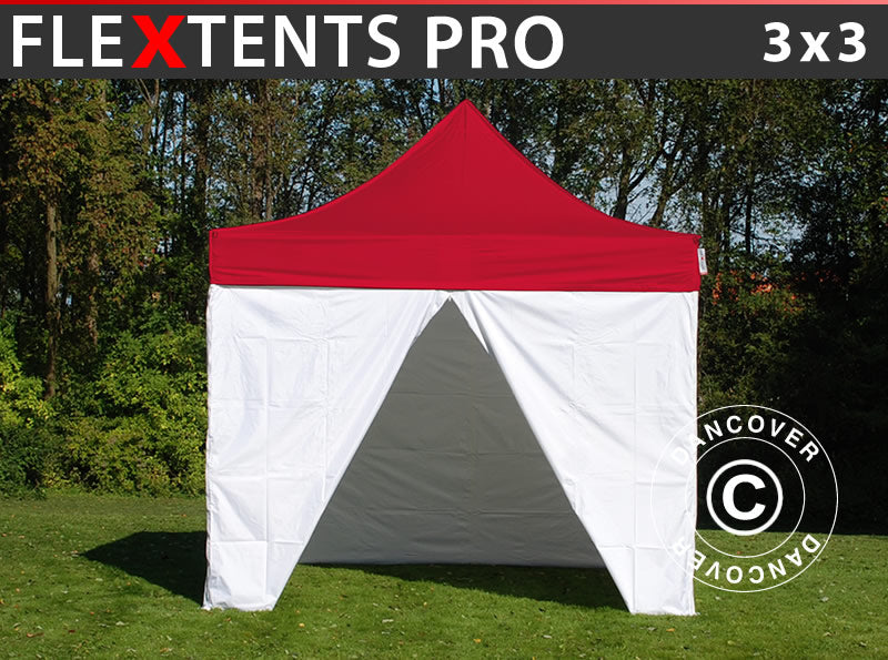 Flext. Pro 3x3m Red Top, Frame, White Sidewalls GL