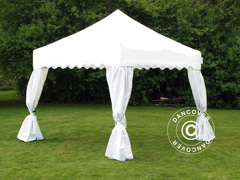 Pop up gazebo FleXtents Xtreme 50 "Wave" 3x3 m White, incl.  4 decorative curtains