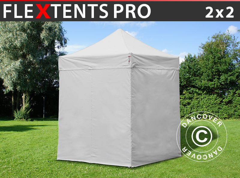 Pop up gazebo FleXtents PRO 2x2 m White, incl. 4 sidewalls