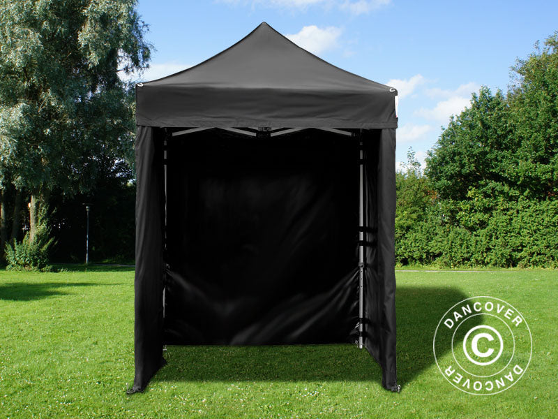 Pop up gazebo FleXtents PRO 2x2 m Black, incl. 4 sidewalls