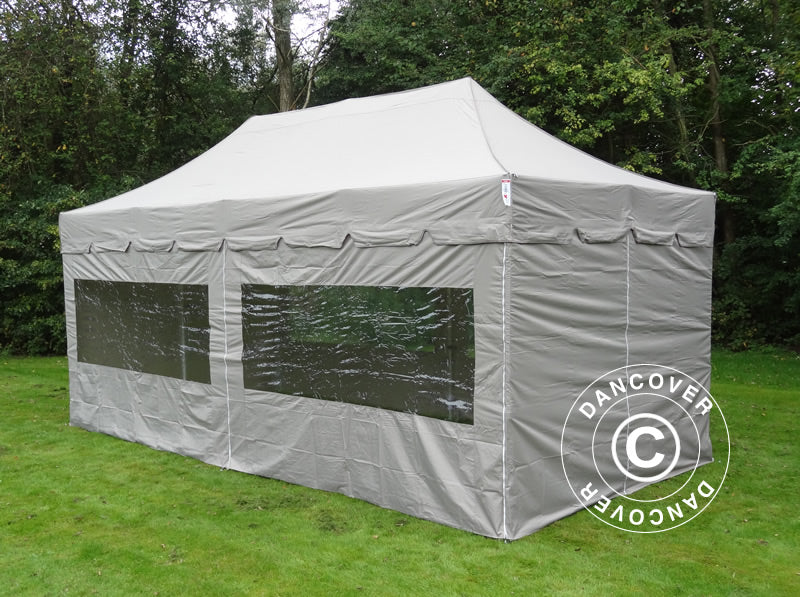 Pop up gazebo FleXtents PRO "Peaked" 3x6 m Latte, incl. 6 sidewalls