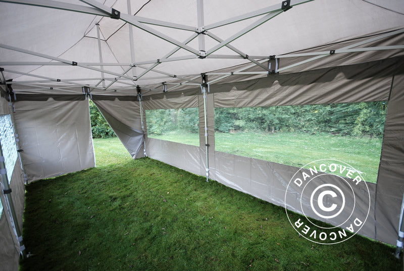 Pop up gazebo FleXtents PRO "Peaked" 3x6 m Latte, incl. 6 sidewalls