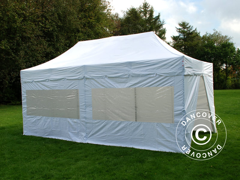 Pop up gazebo FleXtents PRO "Peaked" 3x6 m White, incl. 6 sidewalls