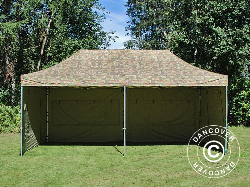 Pop up gazebo FleXtents PRO 3x6 m Camouflage/Military, incl. 6 sidewalls
