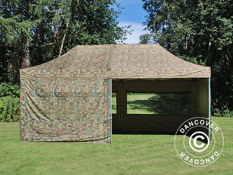 Pop up gazebo FleXtents PRO 3x6 m Camouflage/Military, incl. 6 sidewalls