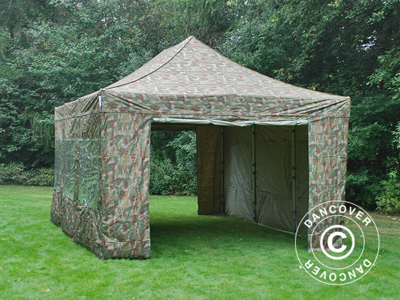 Pop up gazebo FleXtents PRO 4x6 m Camouflage/Military, incl. 8 sidewalls