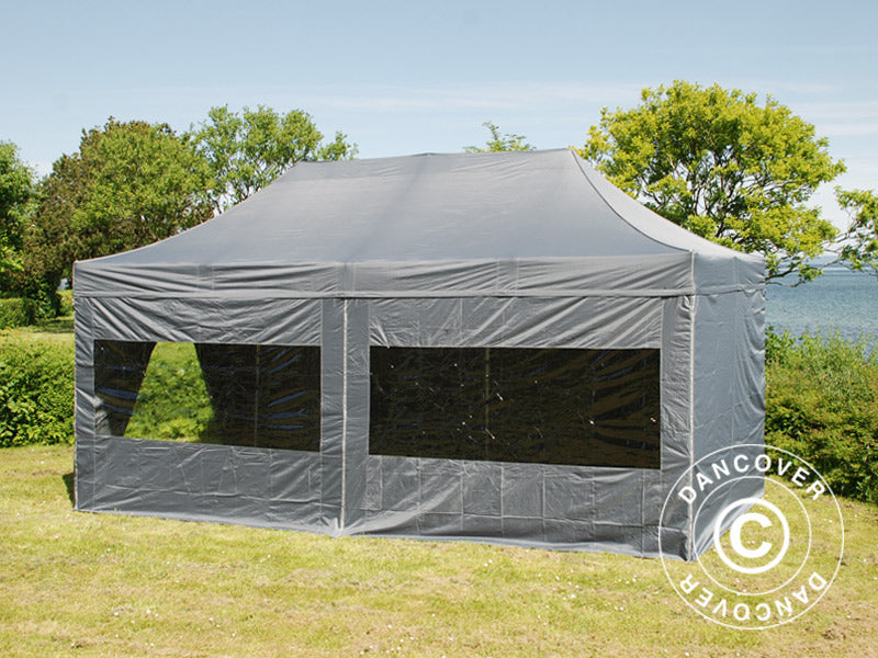 Pop up gazebo FleXtents PRO 3x6 m Grey, incl. 6 sidewalls