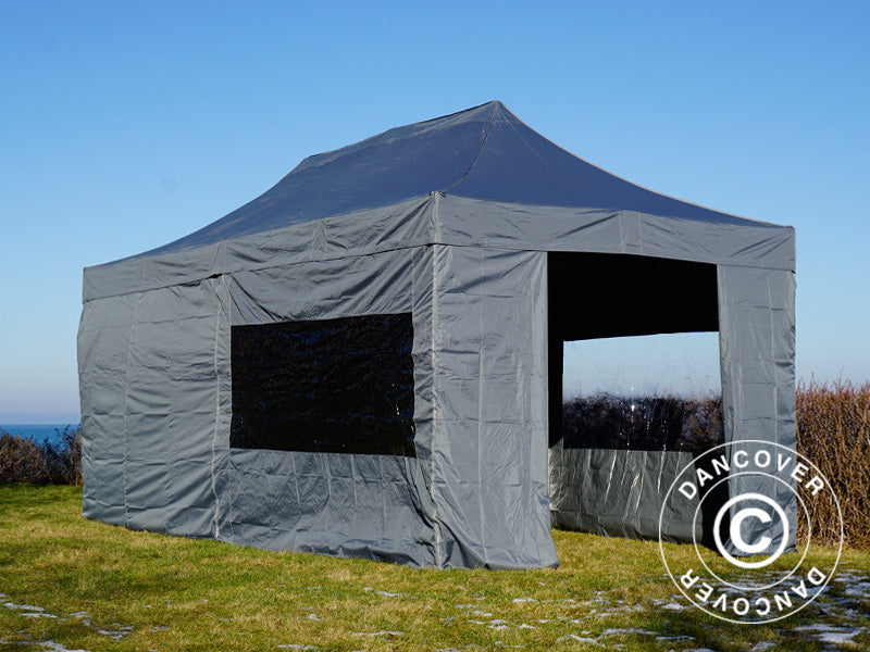 Pop up gazebo FleXtents PRO 3x6 m Grey, incl. 6 sidewalls