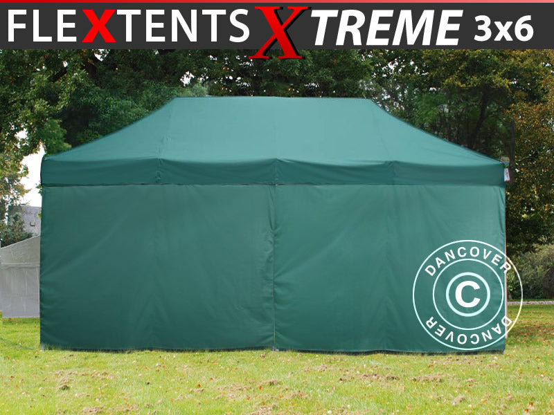 Pop up gazebo FleXtents Xtreme 50 3x6 m Green, incl. 6 sidewalls