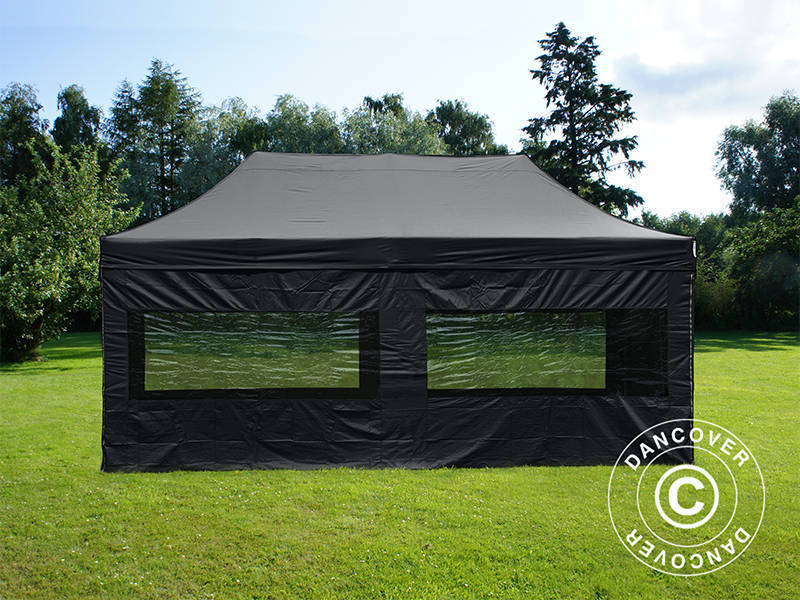 Pop up gazebo FleXtents PRO 3x6 m Black, incl. 6 sidewalls