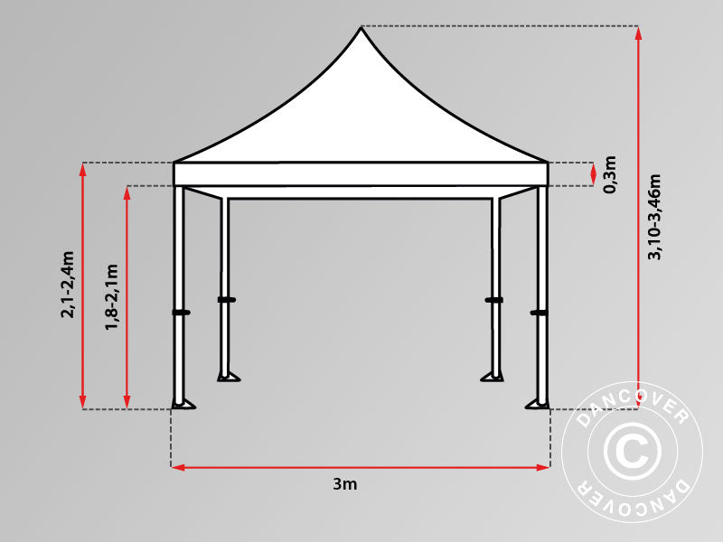 Pop up gazebo FleXtents PRO 3x6 m Red, incl. 6 sidewalls