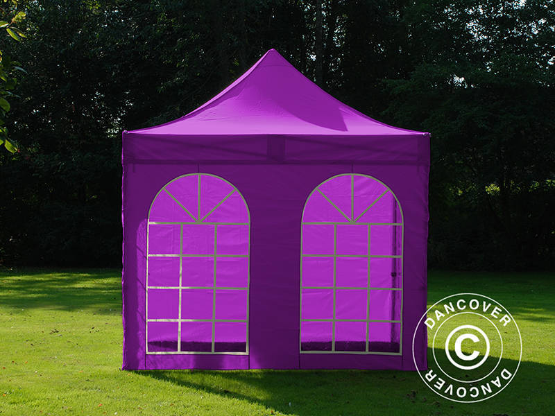 Pop up gazebo FleXtents Xtreme 50 Vintage Style 3x3 m Purple, incl. 4 sidewalls