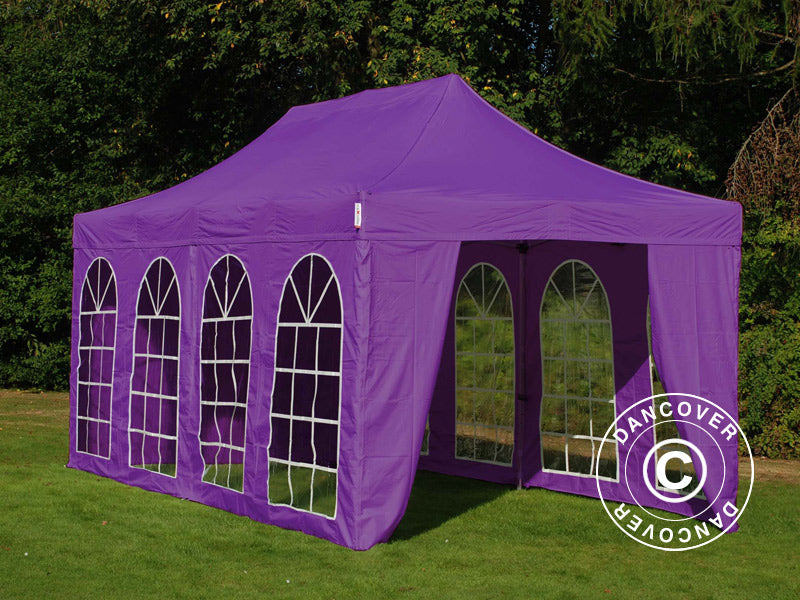 Pop up gazebo FleXtents Xtreme 50 Vintage Style 3x6 m Purple, incl. 6 sidewalls