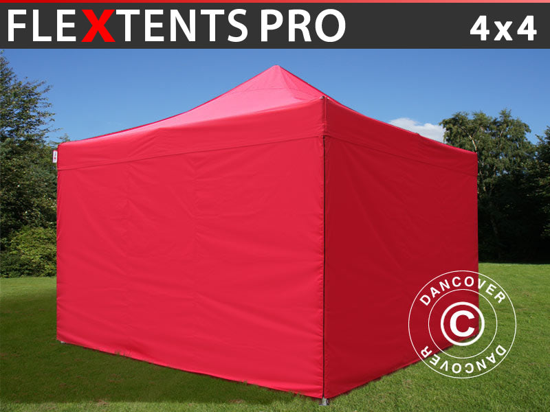 Pop up gazebo FleXtents PRO 4x4 m Red, incl. 4 sidewalls